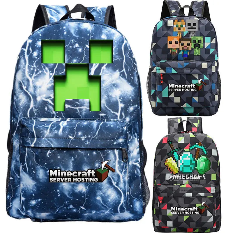 In Stock Minecraft Enderman Creeper Graphic Printed Backpack Large Capacity Lightweight Fashion Casual For Daily Travel Outdoor