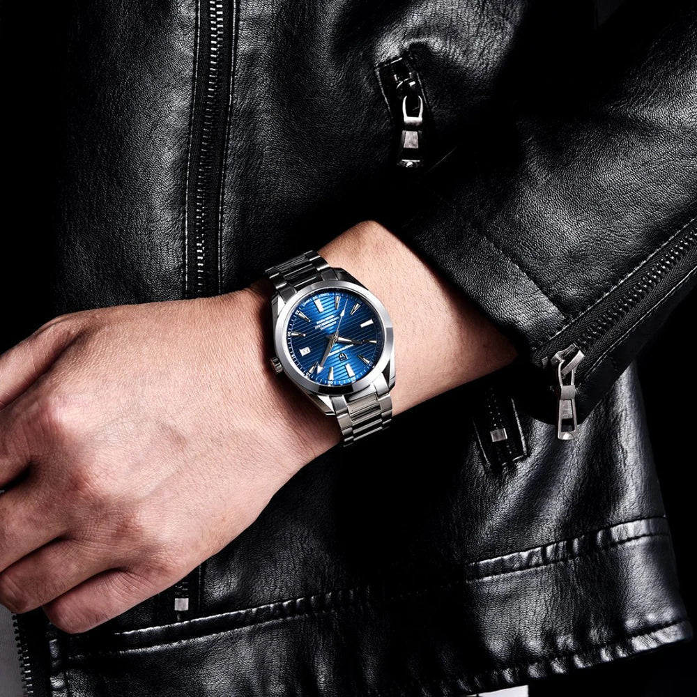 Luxe herenhorloge van PAGANI DESIGN – Mechanisch automatisch model (kaliber 8215), van roestvrij staal, waterdicht, met datumweergave en lichtgevende wijzers