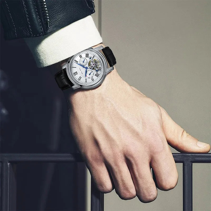 2025 New Seagull Men's Watch Automatic Mechanical Wristwatch Multi-Function Hollow Flywheel Business Simple Watch D819.622