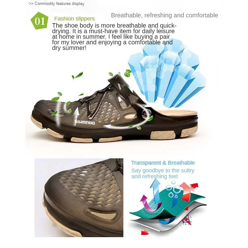 Men's Summer Outdoor Fishing Shoes, Anti Slip Lightweight Casual Beach Sandals, Durable Thick Soled Shoes for Home Use