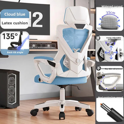 Chaise de bureau ergonomique pivotante à roulettes pour atelier, chaise de gamer relaxante, chaise de bureau à roulettes pour anime