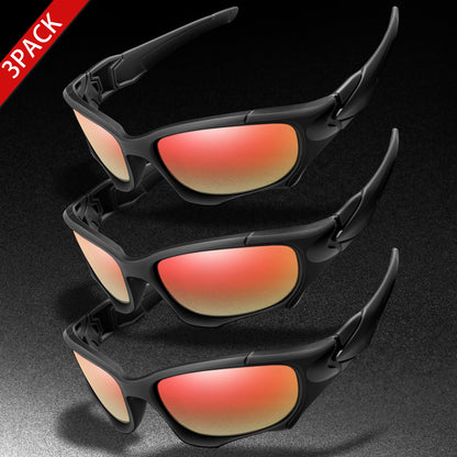 3-PACK Trendy Outdoor Tactics Sports Sunglasses Men and Women Cycling Glasses Driving Camping Travel Colorful Goggles