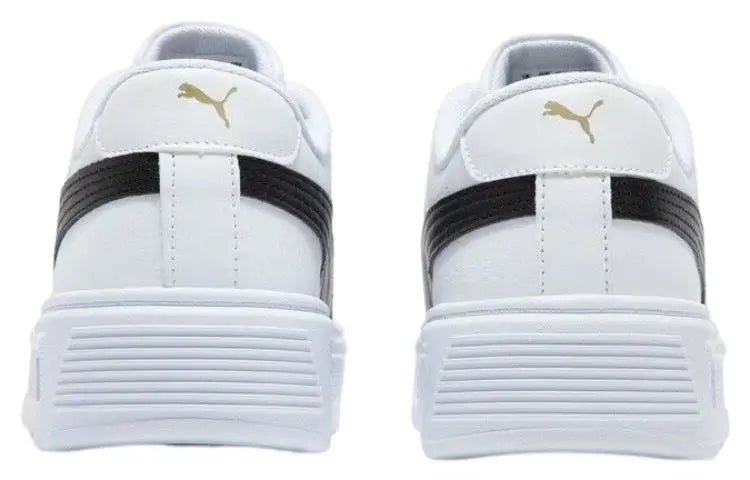 Baskets Puma Smash Platform v3, modèle blanc, noir et doré, 390758-04.