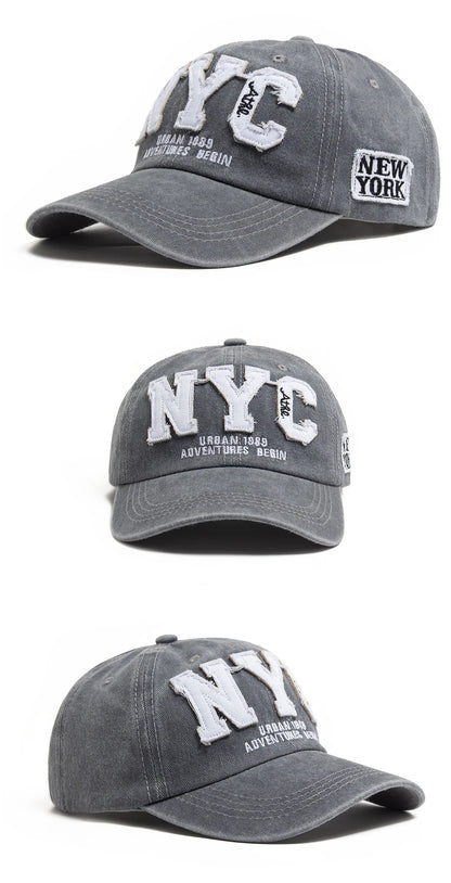 New Vintage Big Letter NYC Baseball Cap Men Cotton Washed Spring Autumn Visor Soft Snapback Fashion Hat For Women