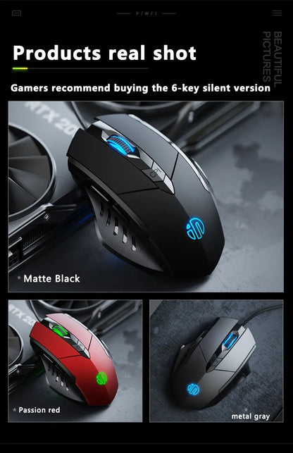 Inphic W1 Wired Mouse Esports Gaming Mouse Macro Programming Definition to Adjust DPI Silent Office Mouse