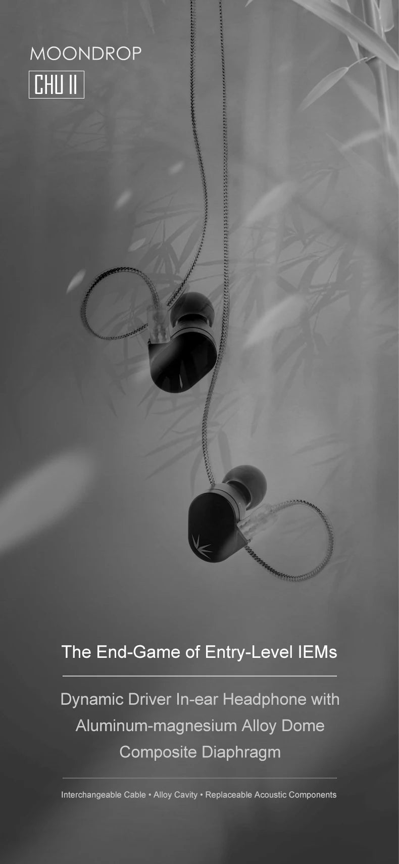 Moondrop CHU II Dynamic Driver In-ear Headphone CHU2 Monitor IEM Earphone CHU II 3.5mm Earbud With Detachable 0.78mm cable