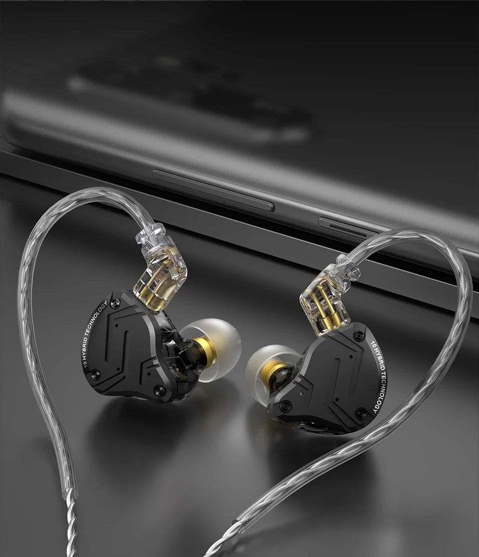KZ ZS10 PRO X HiFi Hybrid Driver Earphones Metal In-Ear Monitor Headphones with Bass, Detachable Cable, Noise Isolation, and Microphone