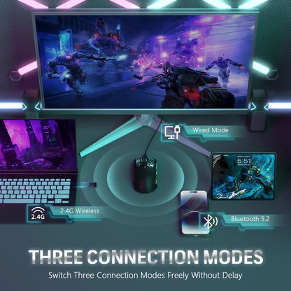 Rato Gaming Sem Fios Original ATTACK SHARK X11 com Dock de Carregamento, Sensor Gaming PixArt PAW3311, Ligação BT/2.4G Sem Fios/Com Fios