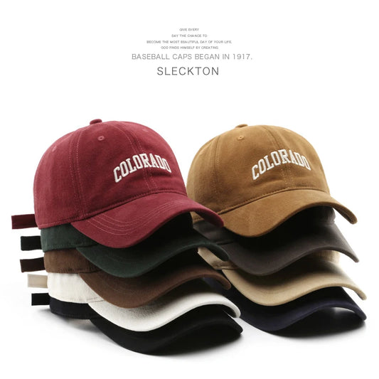 Cotton Baseball Caps for Women and Men Letter “COLORADO” Embroidery Hats Summer Sun Hat Fashion Snapback Cap Unisex