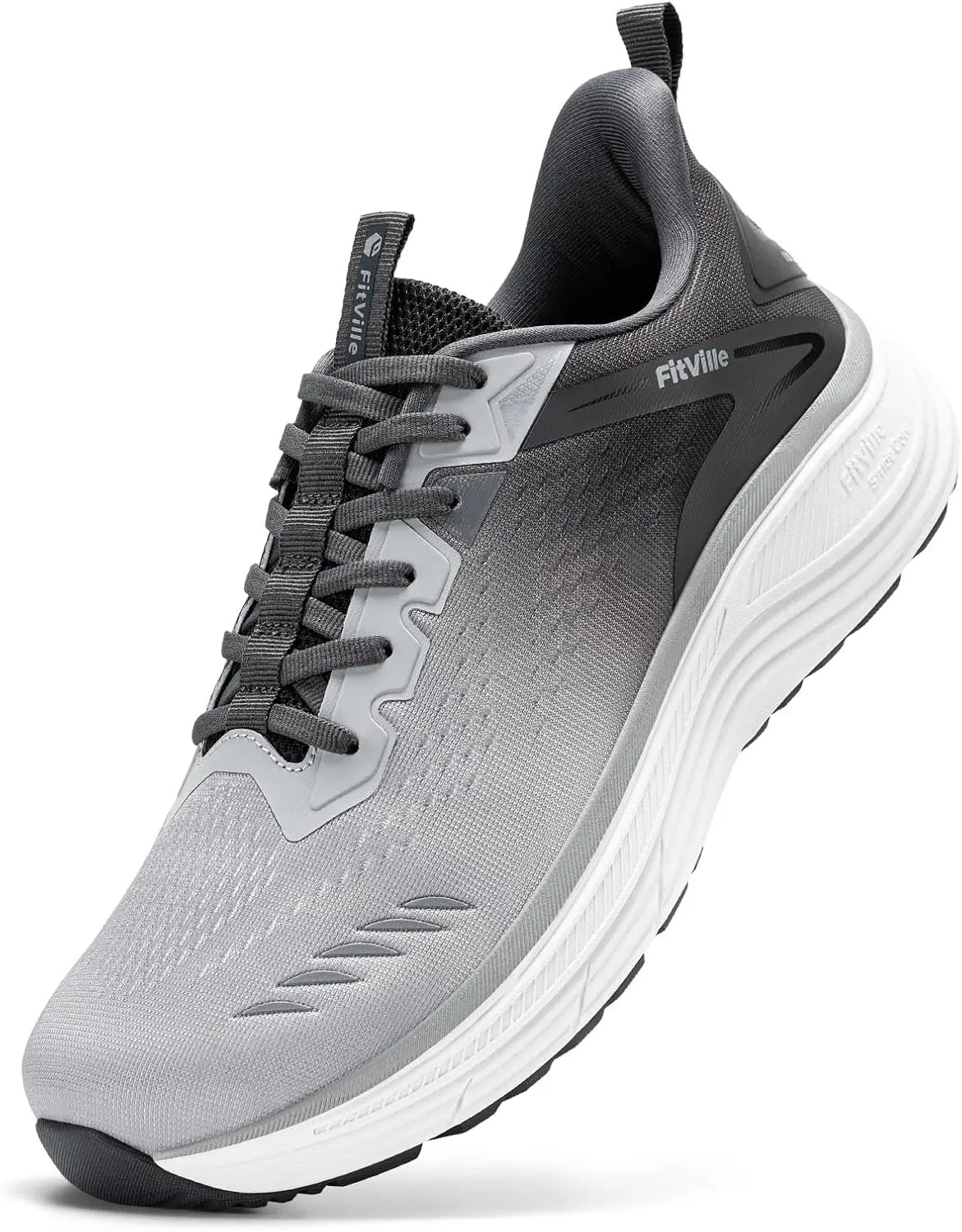 Chaussures de sport extra larges FitVille pour hommes, respirantes, pour la gym, l'athlétisme, l'entraînement croisé, la course à pied, avec amorti maximal.
