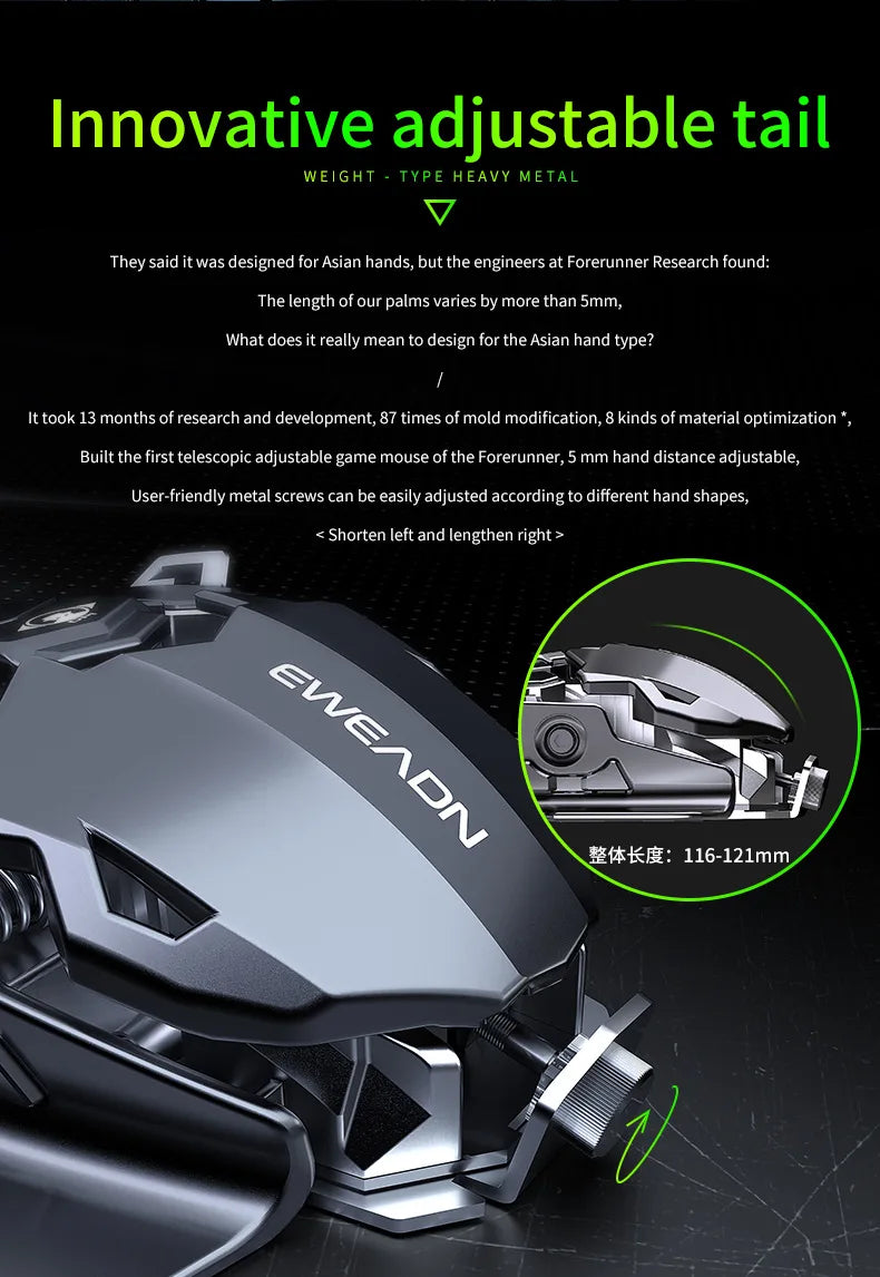 Mechanical Metal Gaming Mouse Wired Ergonomic RGB Backlit Game Mouse 12800 DPI Optical USB Mause Computer Mouse For Desktop PC