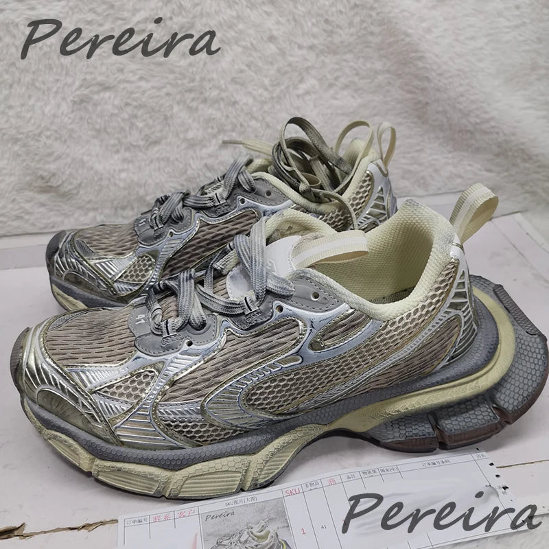 Pantofi sport pentru bărbați Street Style cu talpă groasă, culori mixte noi, cu șireturi, încălțăminte casual pentru cupluri, confortabilă și respirabilă, pentru alergare și mers pe jos