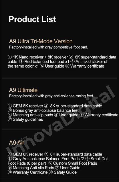 ATK Dragonfly A9 Ultimate trådløs gamingmus A9 Air PAW3950 ultralet ergonomisk e-sportsmus til gamere FPS CSGO A9 Ultra