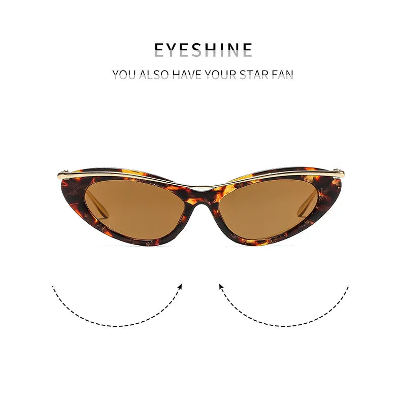 Fashion Small Cat Eye Sunglasses Women 2026 Luxury Brand Punk Metal Frame Sunglass Vintage Sexy Traveling Eyewear UV400 Shades