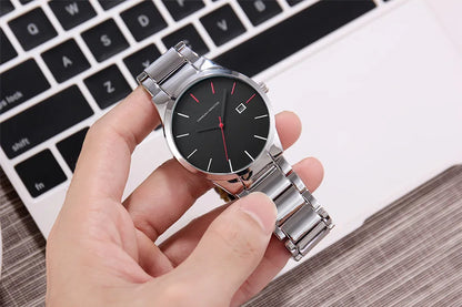 Pánské hodinky Hannah Martin, pouzdro z nerezové oceli, quartzový strojek, ciferník o průměru 41 mm, profesionální styl, s ukazatelem data (imitace)
