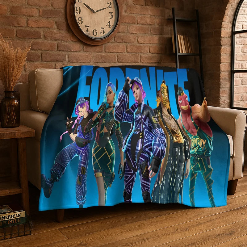 Manta de flanela Cartoon F-Fortnite Game Gamer, suave e quente, para quarto, sala de estar, cama, viagem, campismo, piquenique e oferta