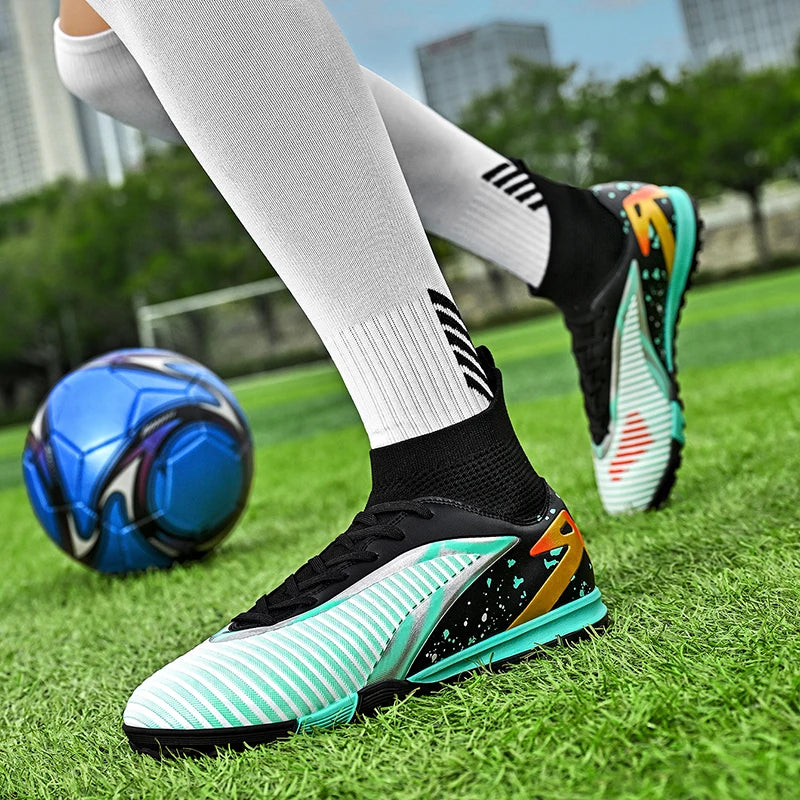 Chaussures de football pour hommes, crampons longs FG / crampons courts TF, antidérapantes, pour terrain naturel et synthétique, entraînement