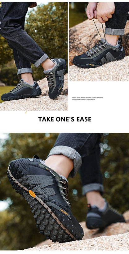 Mountaineering Shoes Men's Genuine Leather Outdoor Sports Anti Slip Mountaineering Hiking Shoes Breathable Tourism Shoes