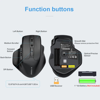 E-YOOSO X-31 Wireless Gaming Mouse for Big Hands, USB 2.4G Ergonomic Gaming Mouse, 4800 DPI Optical Mouse with 5 Buttons for PC & Laptop