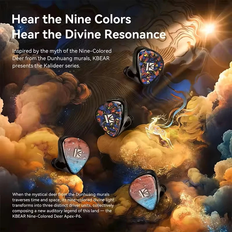 KBEAR Kalideer Apex-P6 1DD+1BA+1Piezo Monitor IEMs Écouteurs intra-auriculaires hybrides avec boîtier en résine imprimé en 3D, écouteurs filaires HiFi