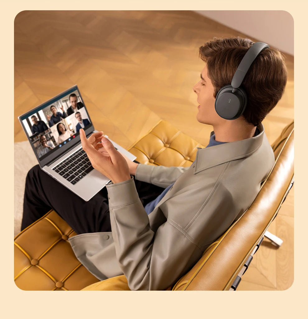 Baseus Wireless Bluetooth 5.3 Over-Ear Headphones – HiFi 40mm Driver, 70H Playtime Foldable Headset with Spatial Audio