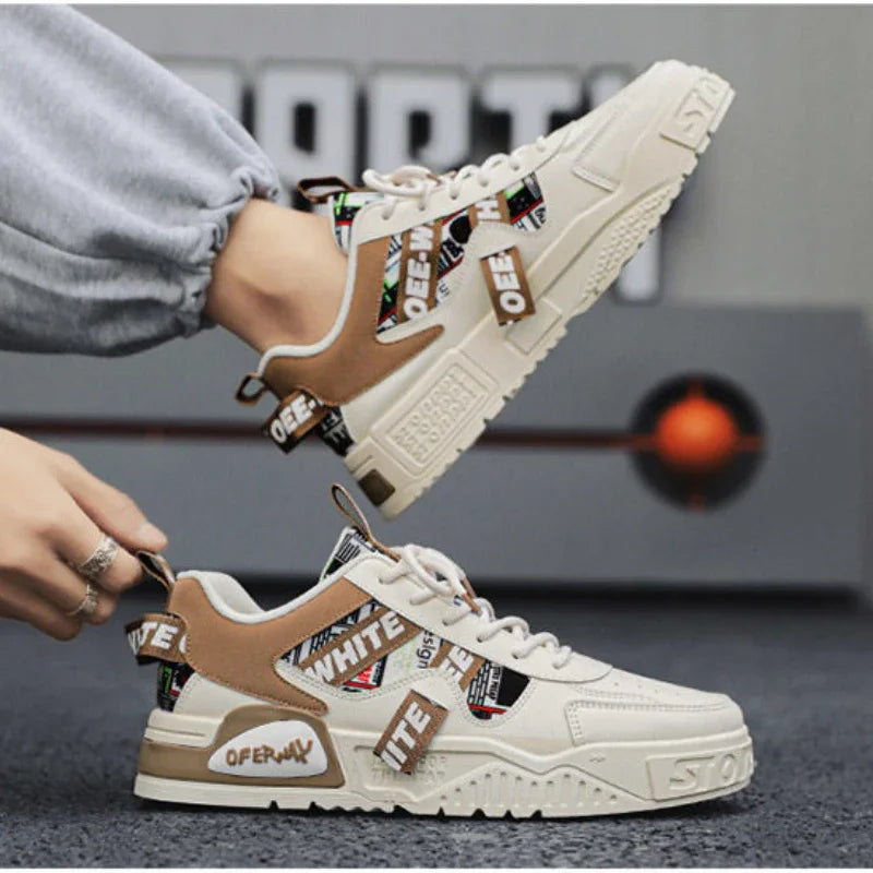 Casual mode lædersneakers Nye skateboard-herresko Udendørs løbesko Sportssko Vandreture Tennis Plateausko Luksusfodtøj