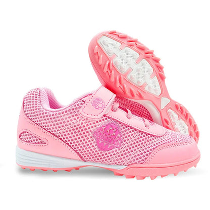 Zapatillas de fútbol para niños y niñas Tf, con cierre de velcro, sin tacos, para lacrosse, para principiantes, para críquet y para béisbol