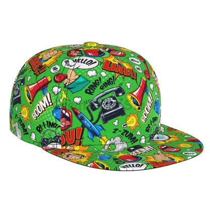 Colorful Graffiti Art Print Baseball Cap Adjustable Snapback Hat for Men Women Unisex Hip Hop Caps Flat Bill Brim Hats