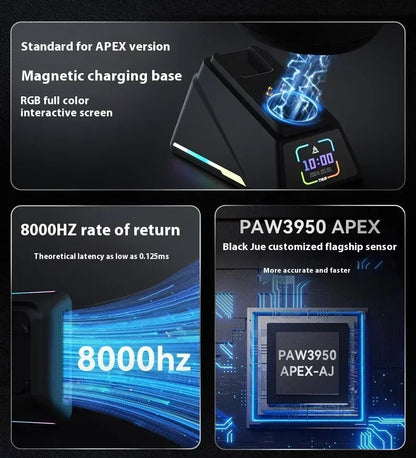 AJAZZ AJ159 APEX Maus Tri-Mode Wireless 8K PAW3950 Sensor Low Latency Gaming-Maus mit Ladestation, anpassbar, leicht, für PC-Gamer