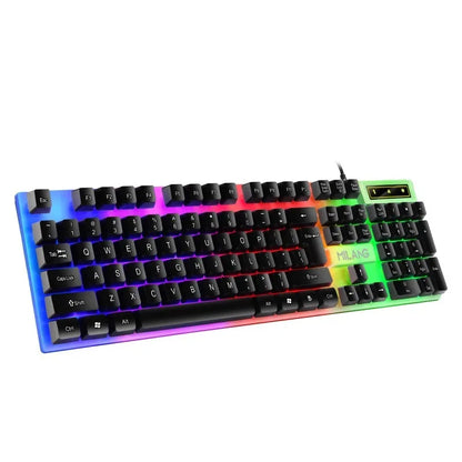 Tastiera gaming RGB cablata USB a 104 tasti, cavo da 1.3M, tastiera a membrana con sensazione meccanica per PC, laptop, Windows e IOS