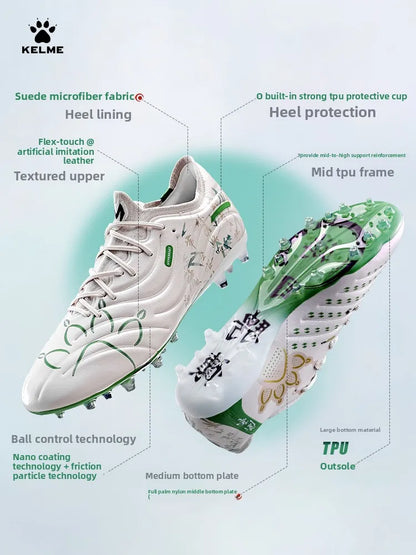 Kelme Men's Football Shoes Adult MG Short Spikes Artificial Turf Training Football Boots Ultra Light Anti-Slip Soccer Shoes