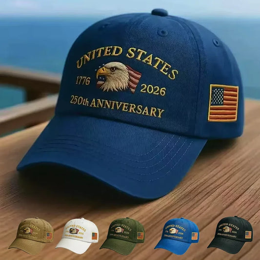 250th Anniversary Hat USA Patriotic Baseball Caps Eagle Embroidered Baseball Hats for Men Women 250 Year Anniversary Cap