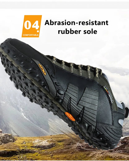 Mountaineering Shoes Men's Genuine Leather Outdoor Sports Anti Slip Mountaineering Hiking Shoes Breathable Tourism Shoes