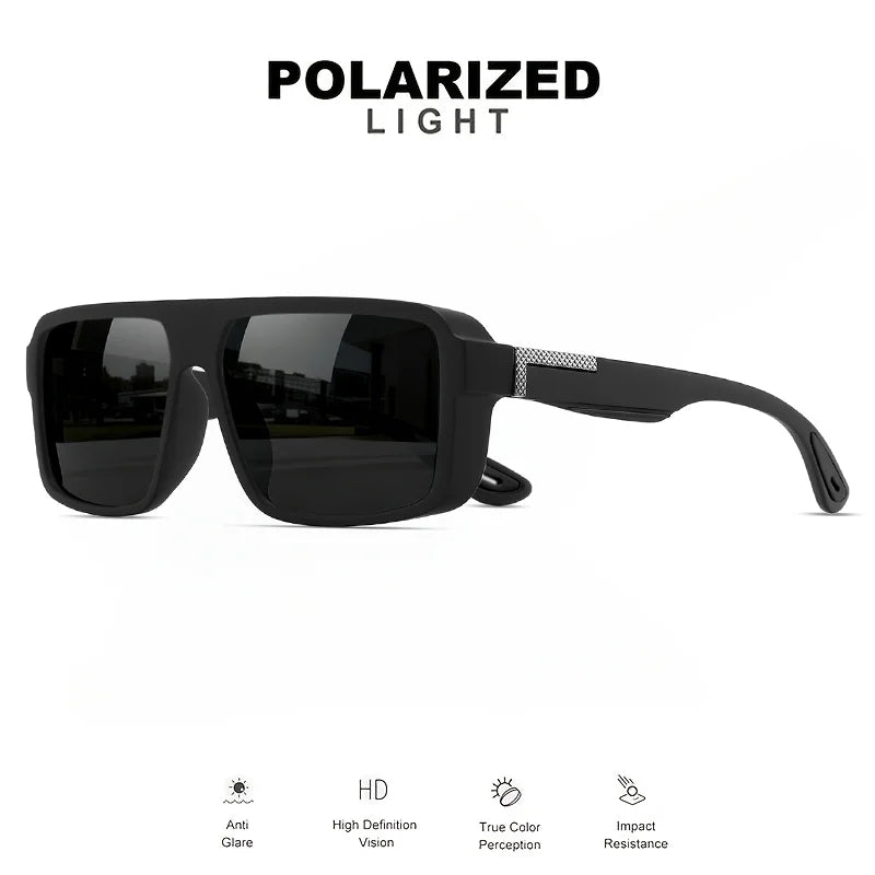 Classic Retro Punk Polarized Square Sunglasses - UV400 Unisex for Daily Casual, Outdoor Sports, Fishing & Driving