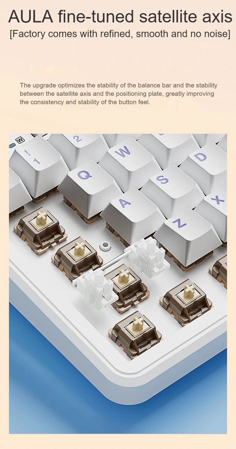 AULA F108 PRO Mechanische Tastatur, individuelles 100-%-Layout, RGB-Hintergrundbeleuchtung, kabellose Bluetooth-Verbindung, HiFi-Switch, Gaming-Tastatur