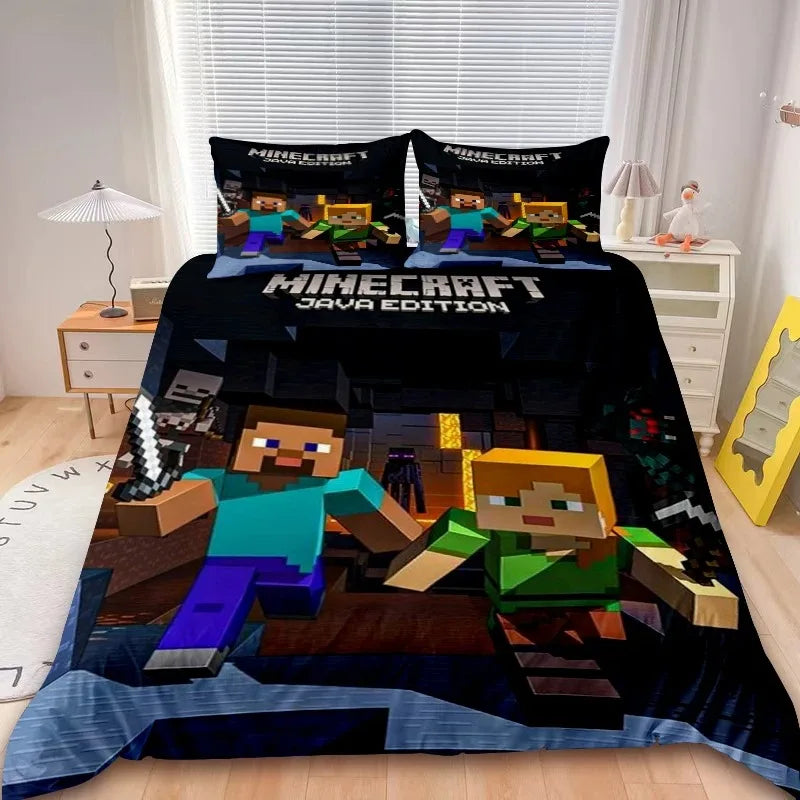 Minecraft 2/3pcs Duvet Cover Game My World Duvet Cover Monster Hunters Bedding Set Duvet Cover Single Boys Kids Bedroom Decor