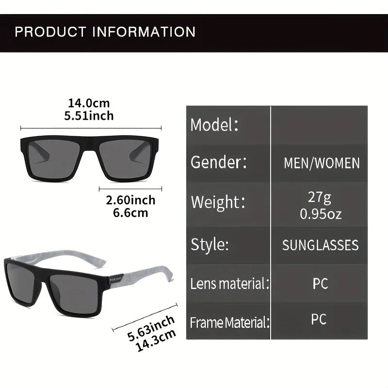 Fashion Polarized Sunglasses For Men And Women Luxury Driving Fishing Trip Vintage Square Sunglasses For Men UV400 Glasses