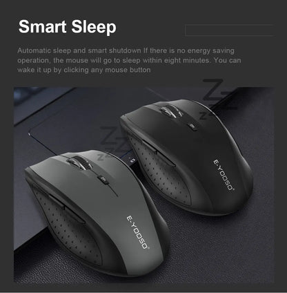 E-YOOSO E-1010 USB 2.4G bezdrátová herní a kancelářská myš, optická herní myš 2400 DPI, ergonomická pro notebook, PC a počítač