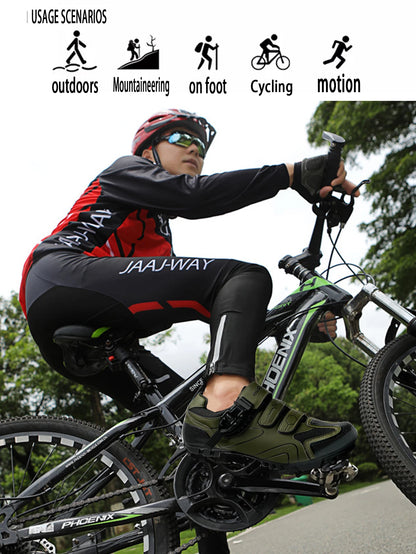 Forår, MTB-cykelsko med klemmer til mænd, sportssko i kulfiber, hastighed, bjergløb, mountainbike-sko