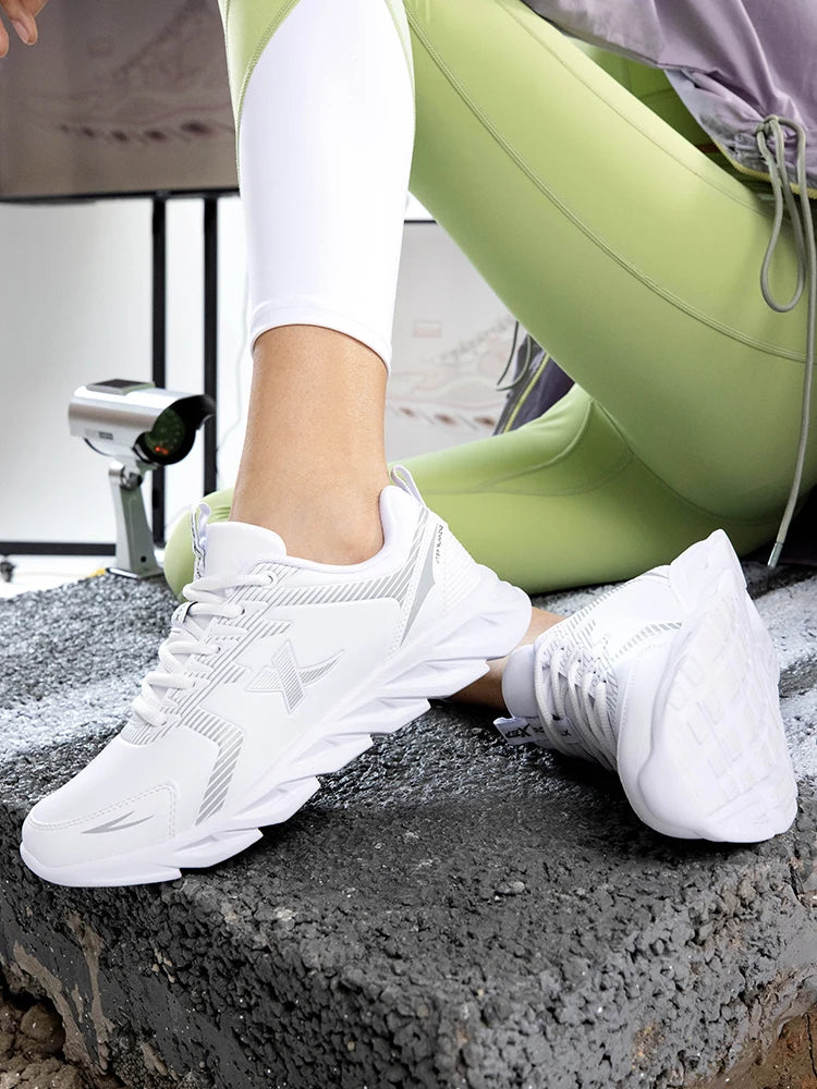 Xtep Running Shoes Non-Slip Soft Women’s Sports Shoes Leather Upper Shock Absorption Female Sneakers 879318110073