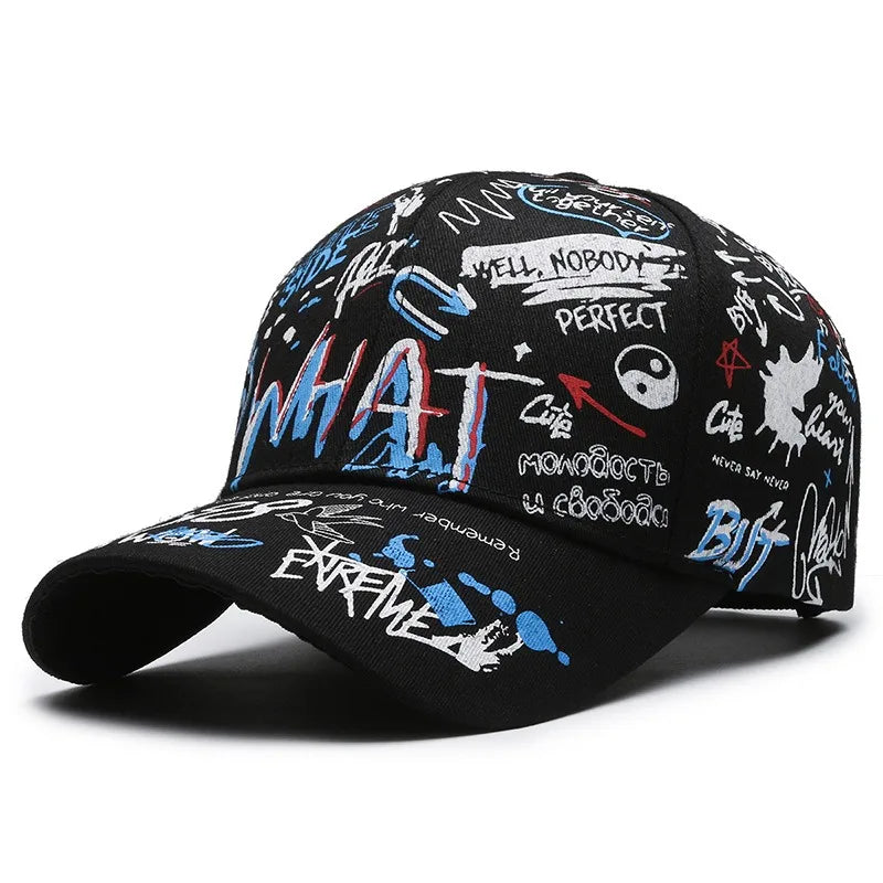 Șapcă de baseball unisex din bumbac cu imprimeu graffiti, pentru femei și bărbați, snapback trendy stil hip-hop, pentru exterior