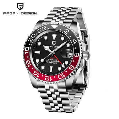 Relógio PAGANI DESIGN 40MM GMT para Homem, Luxo, Safira AR, Mecânico, Luneta em Cerâmica, Automático, 100M à Prova de Água, Relógio para Oferta