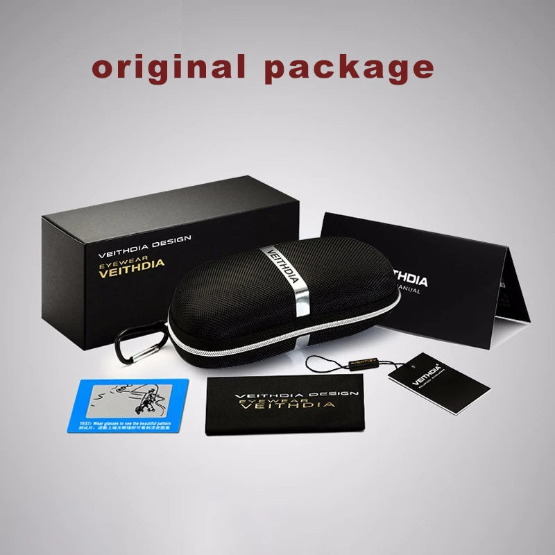 VEITHDIA Men's Polarized UV400 Sunglasses Vintage Designer Goggle Classic Fashion Outdoor Driving Sun Glasses For Male VT1306