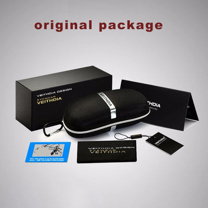 VEITHDIA Men's Polarized UV400 Sunglasses Vintage Designer Goggle Classic Fashion Outdoor Driving Sun Glasses For Male VT1306