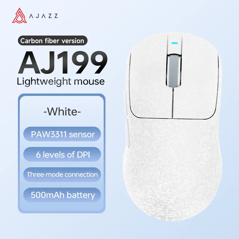 AJAZZ AJ199 Wireless Gaming Mouse PAW3311 24000DPI Lightweight Bluetooth/Wired Carbon Fiber Mice for PC Laptop Gamer