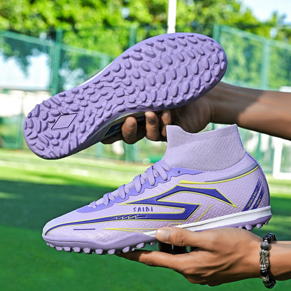 Botas de fútbol Outdoor TF Turf: parte superior de tejido PU cómodo, suela de goma de alto agarre, calidad fiable. Zapatillas deportivas para niños y adolescentes.