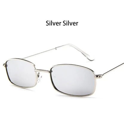 Small Rectangle Sunglasses Women Metal Square Vintage Sun Glasses Brand Designer Men Retro 90s Trendy Gradient Eyewear Shades