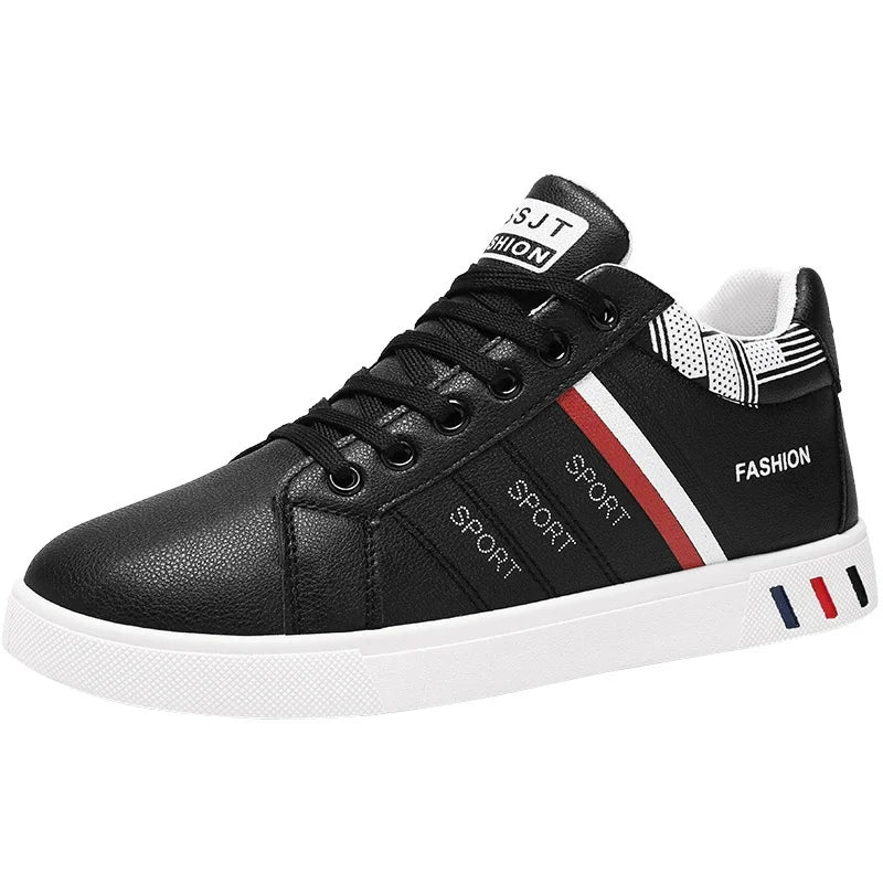 Men's Casual Sneakers Skateboarding Shoes PU Flats Shoes Students Outdoor Sneakers Street Shoes Lace Walking Shoes Plus Size 48