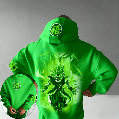 Camisola com capuz estampada com o Broli do anime Dragon Ball - Outono/Inverno - Nova coleção para homem e mulher - Estilo casual e folgado - Harajuku - Tamanhos grandes - Camisola para pais e filhos
