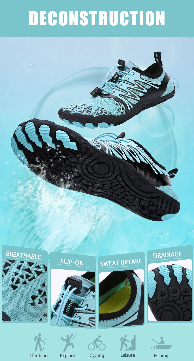 EOCENE – buty sportowe do uprawiania sportów na świeżym powietrzu dla mężczyzn i kobiet, typu „barefoot”, szybkoschnące, plażowe, pływackie, fitnessowe, do brodzenia, wędrówek i jazdy na rowerze – buty wodne
